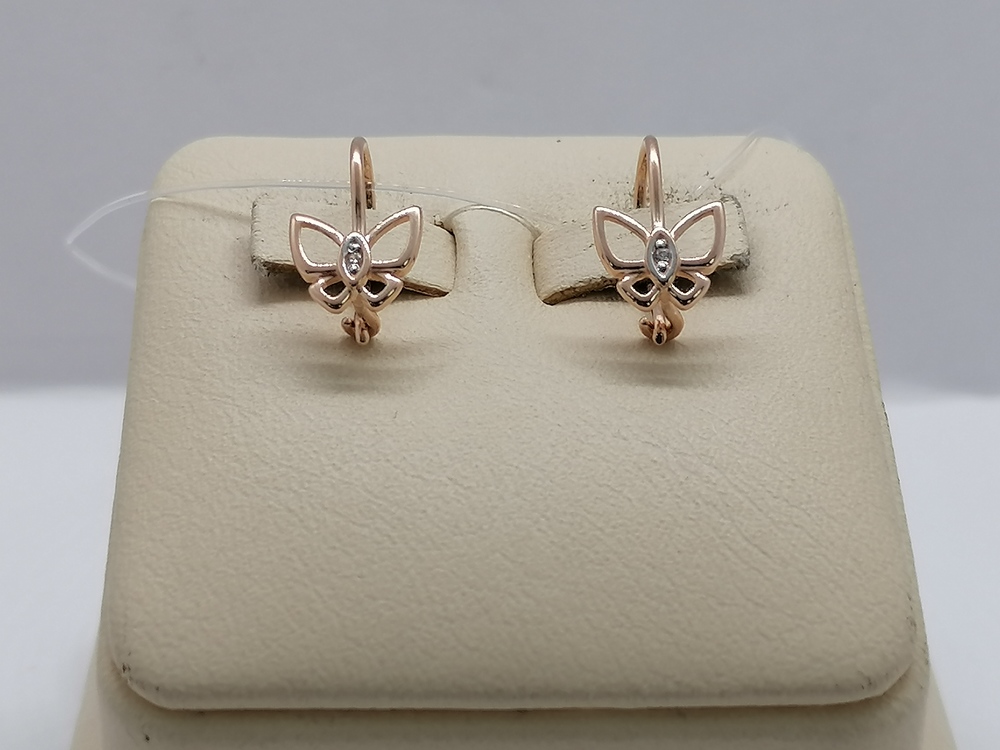 СЕРЬГИ ПЕТЕЛЬКА с камнем (Au 585)