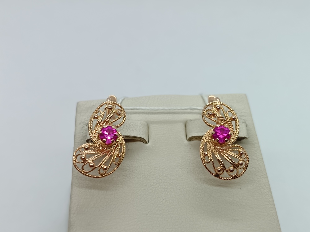 СКМ583 СЕРЬГИ С КАМНЕМ (Au 583)