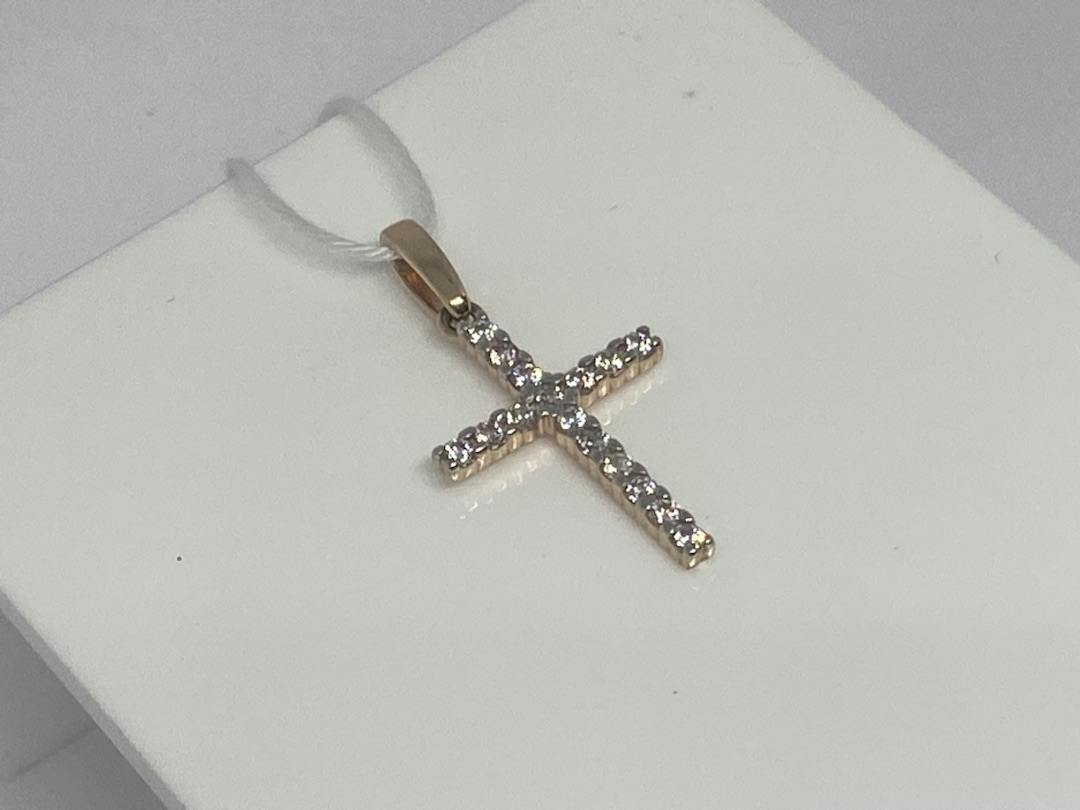 ПОДВЕСКА КРЕСТ С КАМНЯМИ (Au 585)