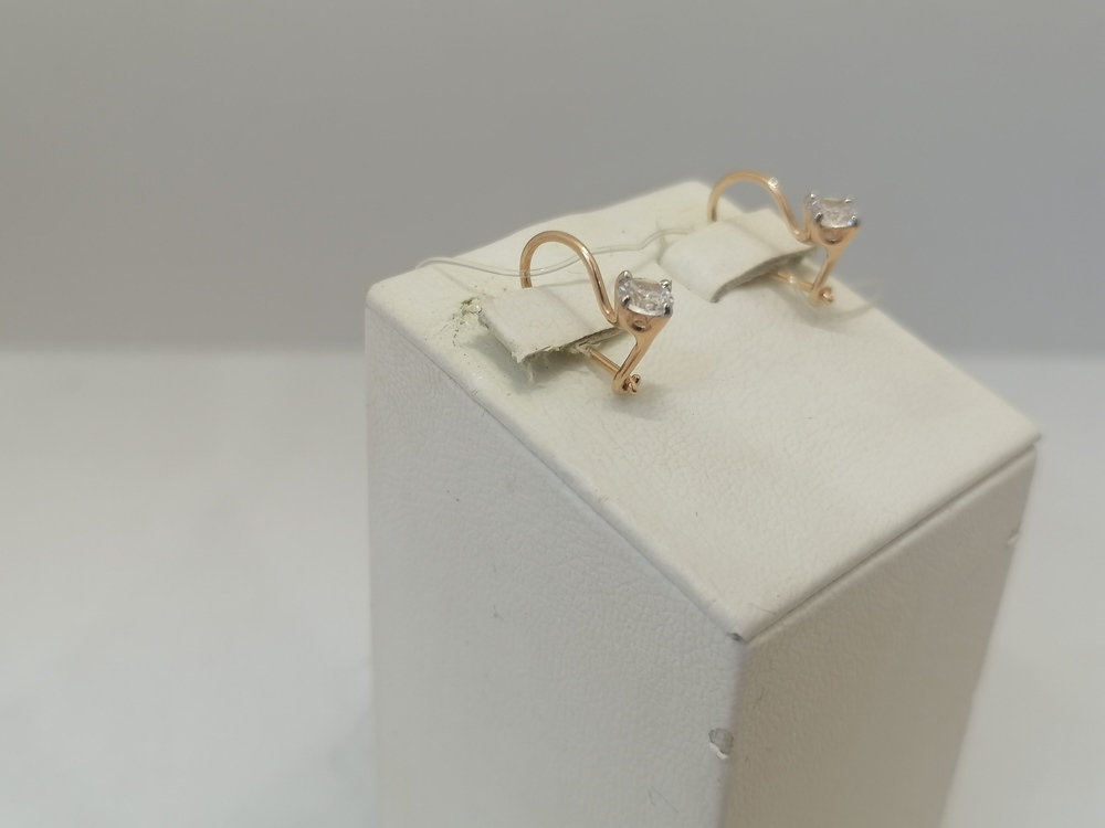 СЕРЬГИ ПЕТЕЛЬКА с камнем (Au 585)