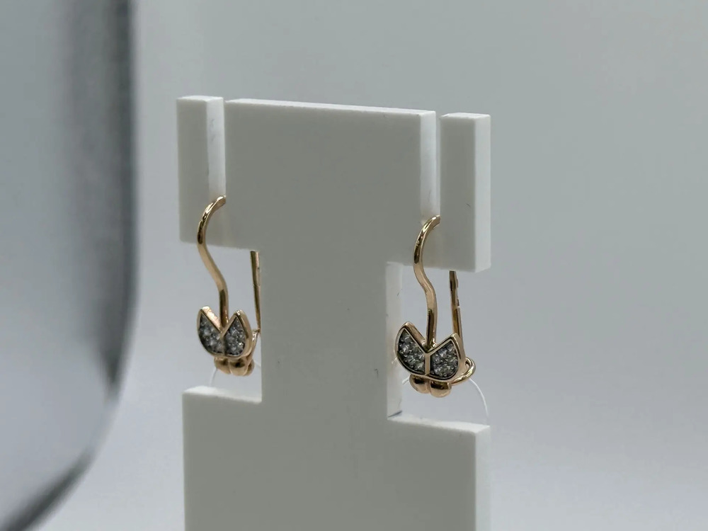 СЕРЬГИ ПЕТЕЛЬКА с камнями (Au 585)