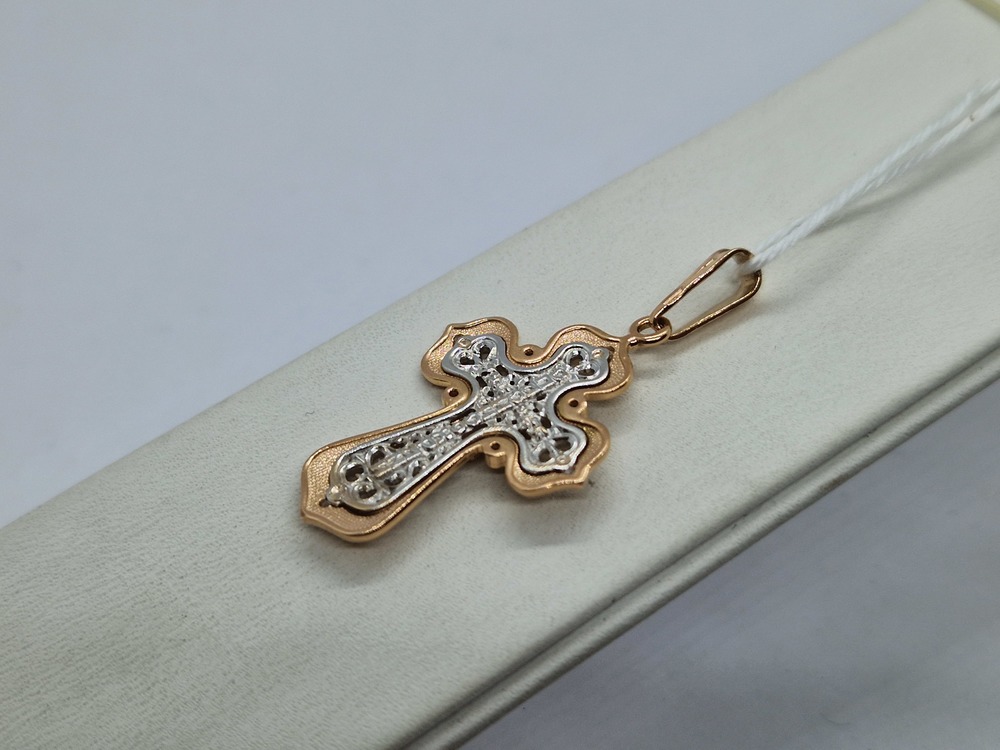 ПОДККИ585 ПОДВЕСКА КРЕСТ С КАМНЯМИ (Au 585)