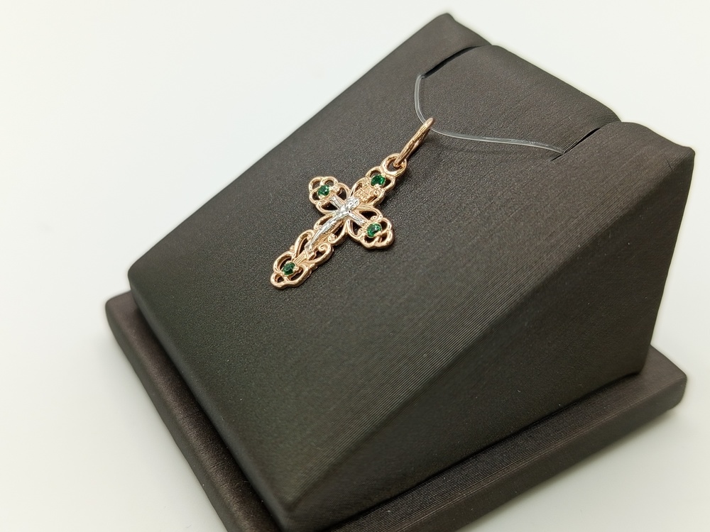 ПОДВЕСКА КРЕСТ с камнями (Au 585)