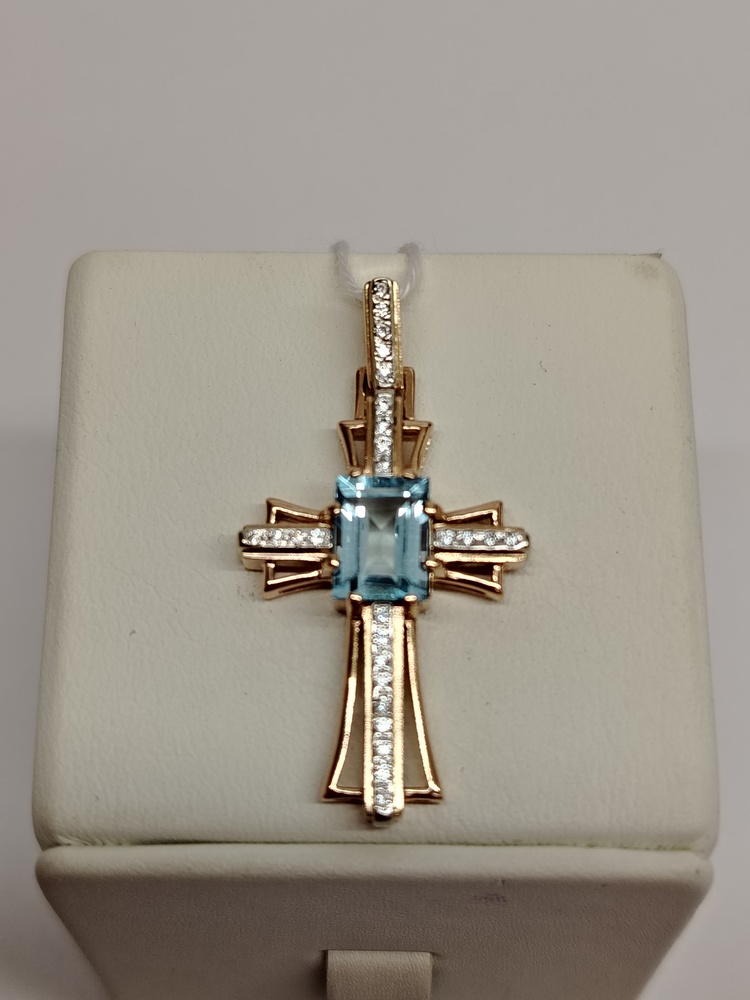 ПОДККИ585 ПОДВЕСКА КРЕСТ С КАМНЯМИ (Au 585)