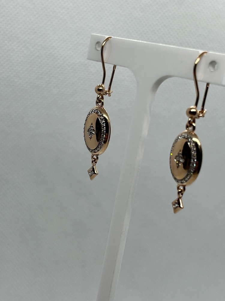 СЕРЬГИ ПЕТЕЛЬКА с камнями (Au 585)