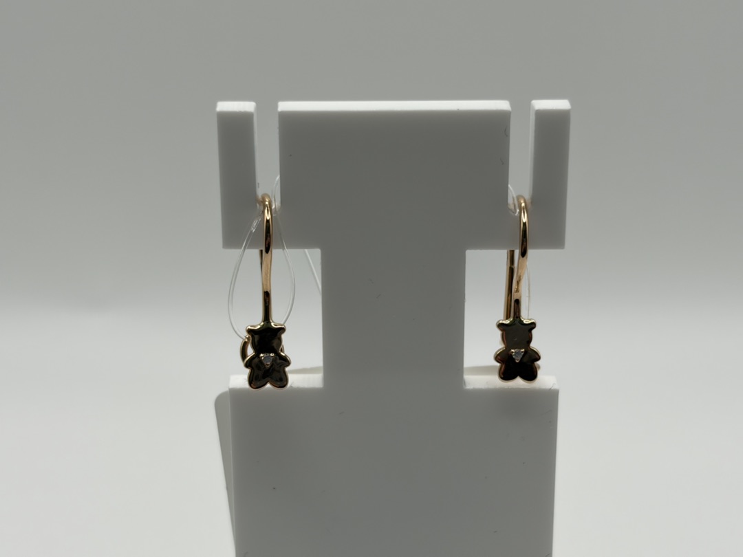 СЕРЬГИ ПЕТЕЛЬКА с камнем (Au 585)