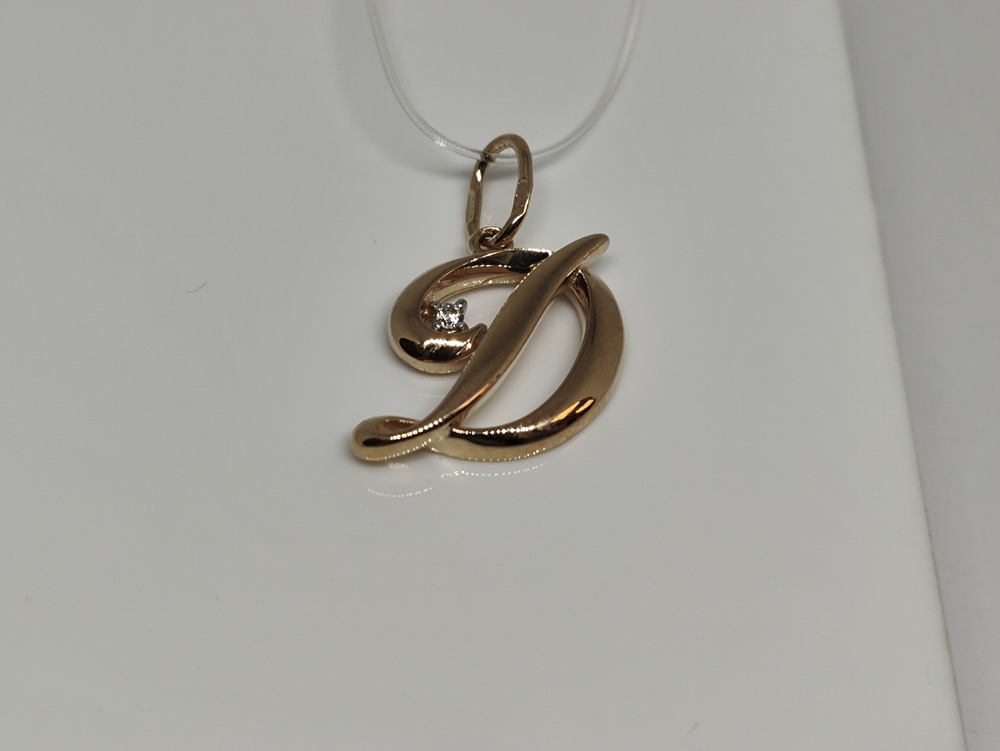 ПОДВЕСКА БУКВА Д с камнем (Au 585)