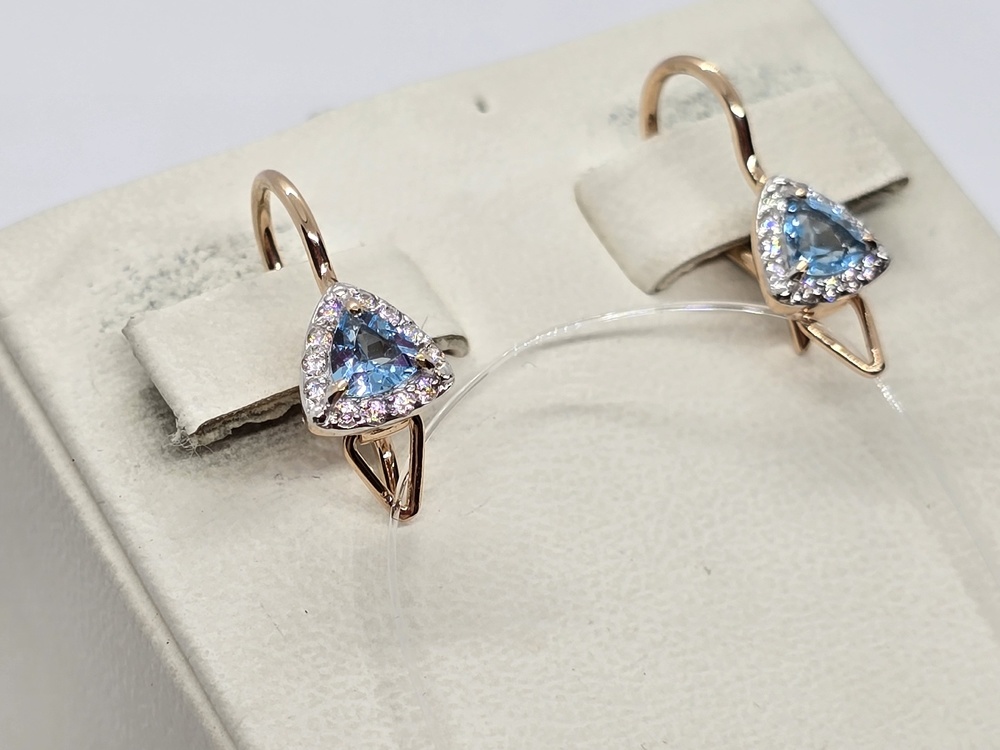 СЕРЬГИ ПЕТЕЛЬКА с камнями (Au 585)