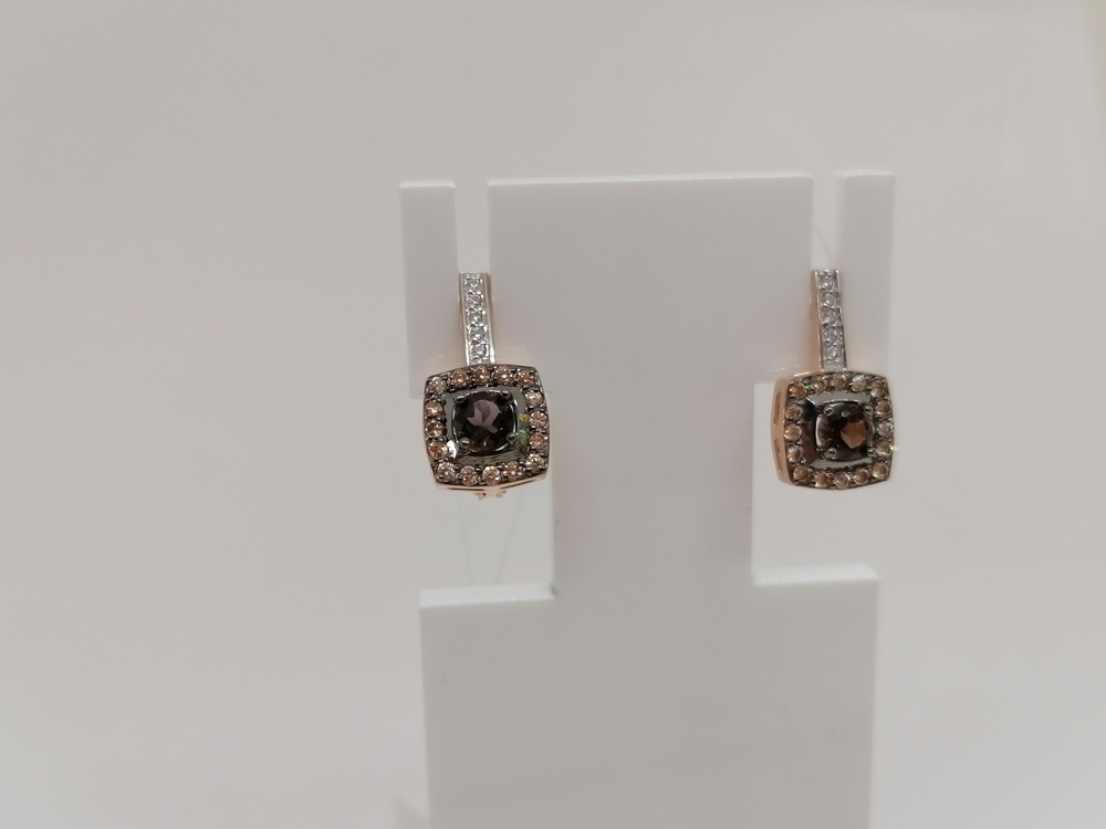 СЕРЬГИ РАУХ-ТОПАЗ с камнями (Au 585)