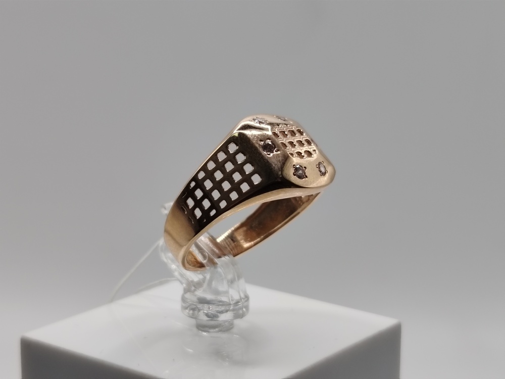 КОЛЬЦО ПЕЧАТКА с камнями (Au 585)