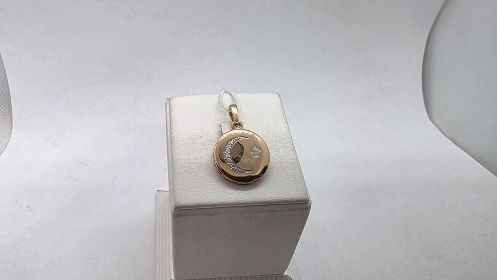 ПОДПКИ585 ПОДВЕСКА ПОЛУМЕСЯЦ С КАМНЯМИ (Au 585)