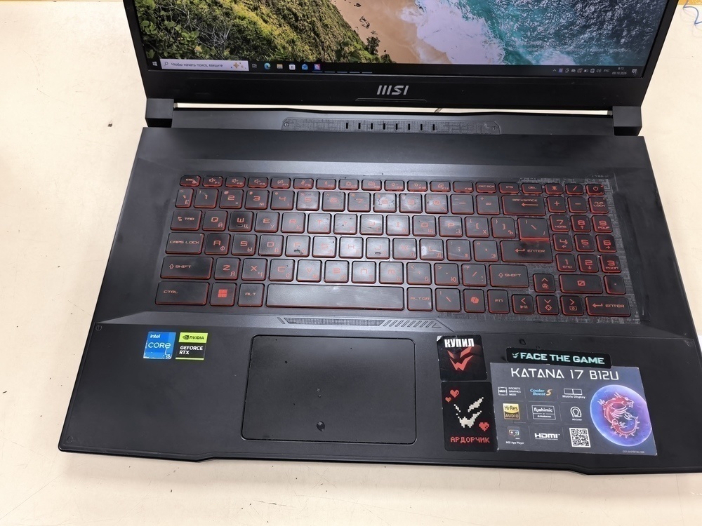 Ноутбук MSI Katana 17 b12u; Core I5-12450H, GeForce RTX 3050, 16 Гб, 480 Гб, Нет