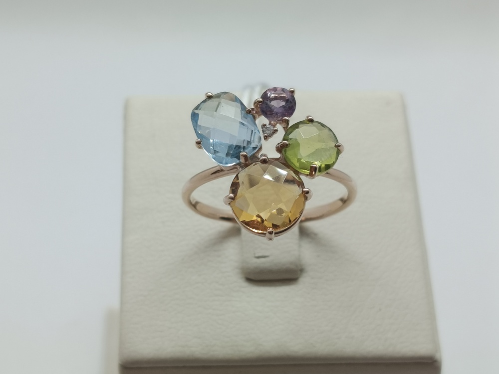 КОЛЬЦО С КАМНЯМИ (Au 585)