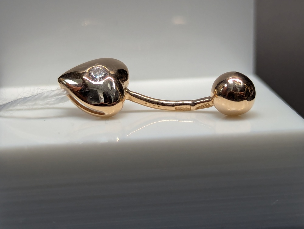 ПИРСИНГ В ПУПОК с камнем (Au 585)