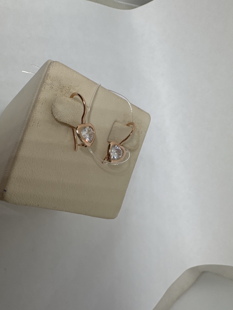 СЕРЬГИ ПЕТЕЛЬКА с камнем (Au 585)