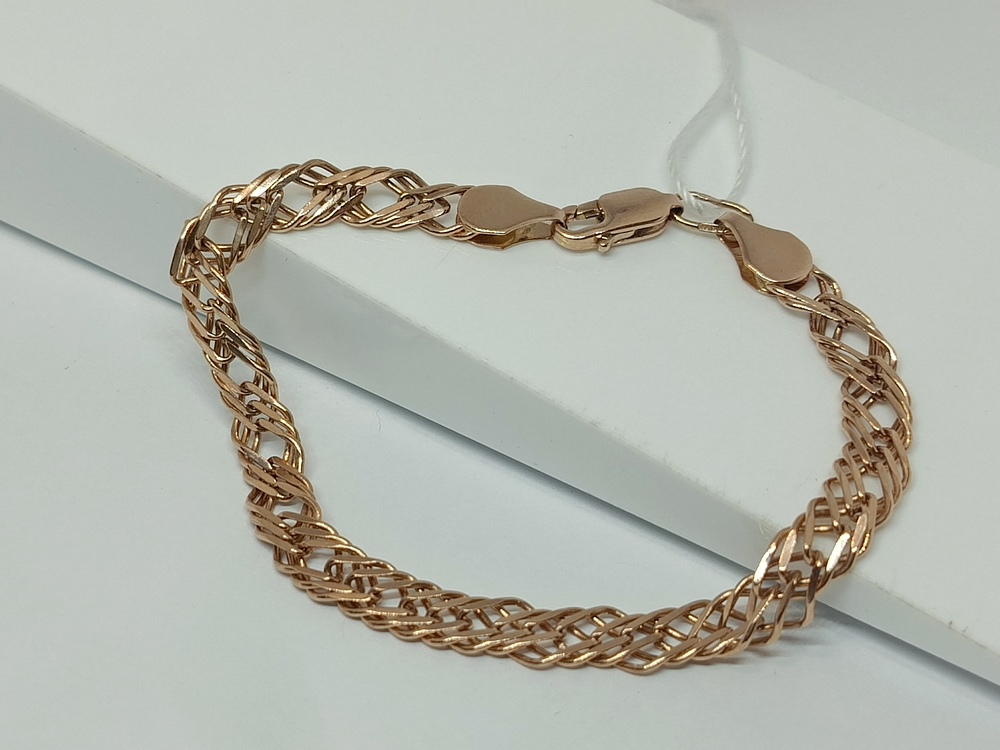 БРАСЛЕТ ПОЛНОВЕСНЫЙ Ромб тройной Au 585