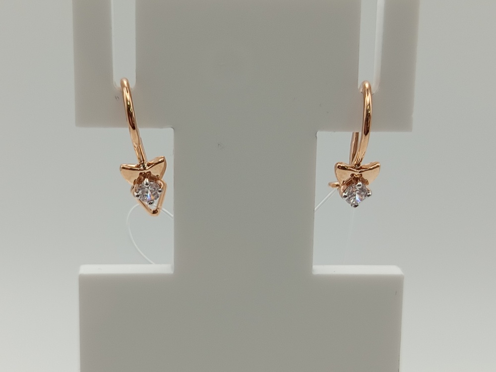 СЕРЬГИ ПЕТЕЛЬКА с камнем (Au 585)