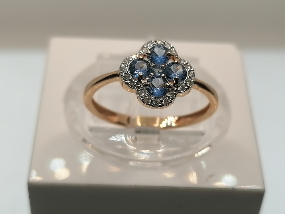 КОЛЬЦО С КАМНЯМИ (Au 585)