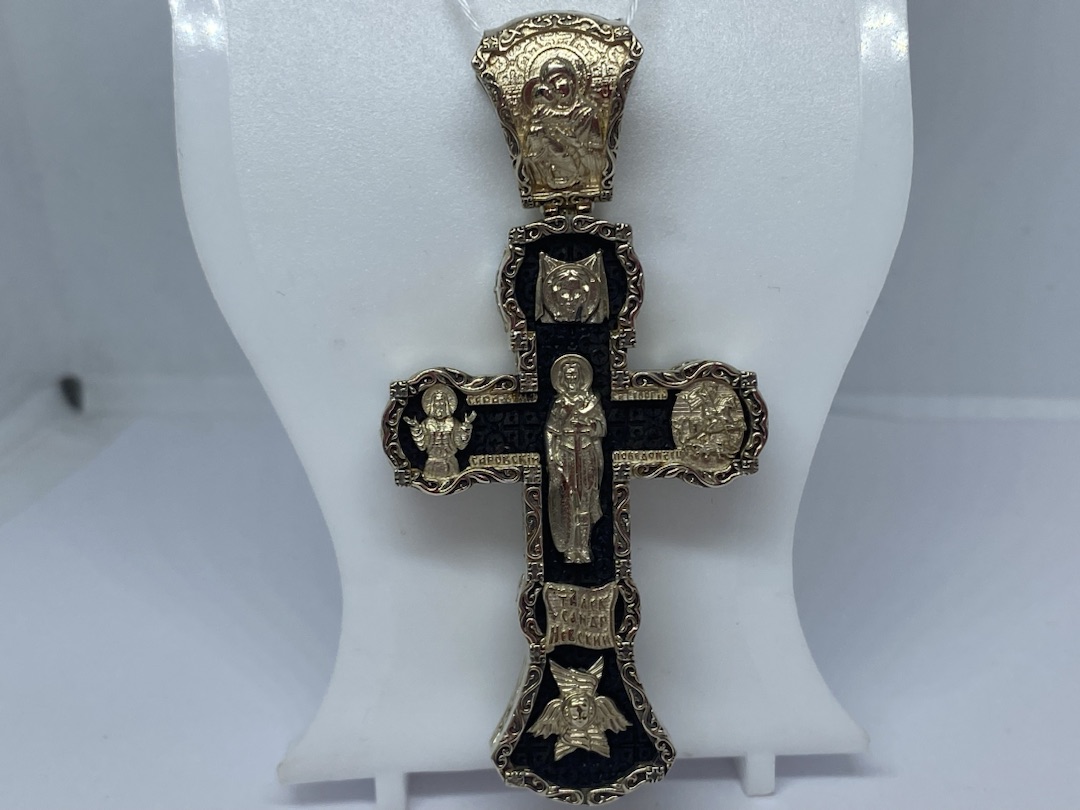 ПОДВЕСКА КРЕСТ С КАМНЕМ (Au 585)