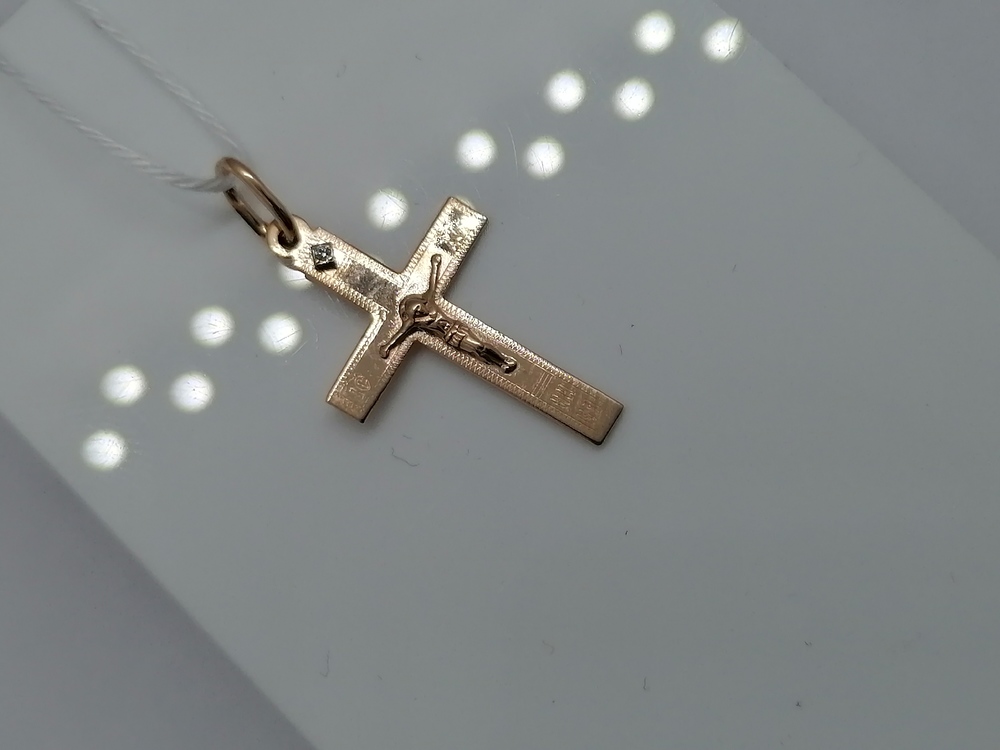 ПОДККИ585 ПОДВЕСКА КРЕСТ С КАМНЕМ (Au 585)