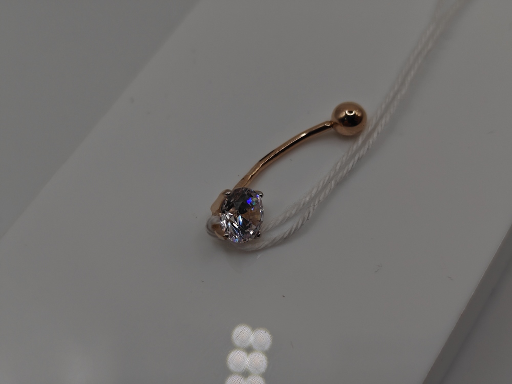 ПИРСИНГ В ПУПОК с камнем (Au 585)