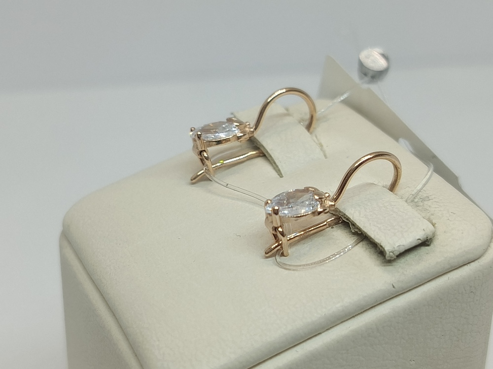 СЕРЬГИ ПЕТЕЛЬКА с камнем (Au 585)