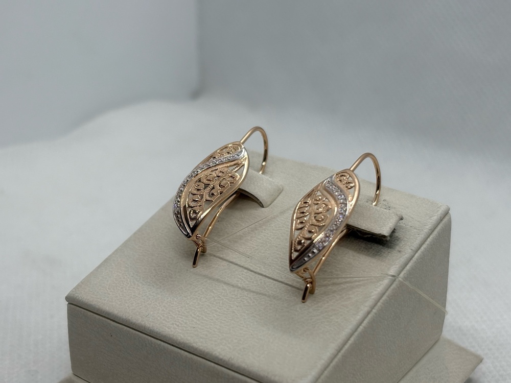 СЕРЬГИ ПЕТЕЛЬКА с камнями (Au 585)