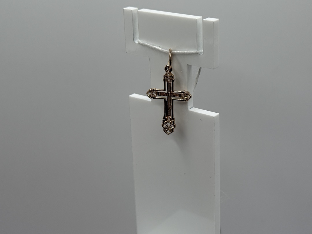 ПОДККИ585 ПОДВЕСКА КРЕСТ С КАМНЯМИ (Au 585)