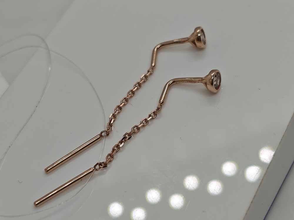 СЕРЬГИ ПРОДЕВКИ с камнем (Au 585)