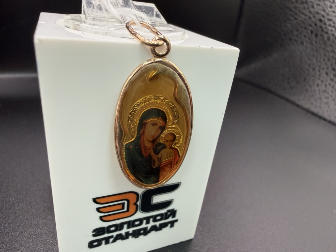 ПОДИКМ585 ПОДВЕСКА ИКОНА С КАМНЕМ (Au 585)