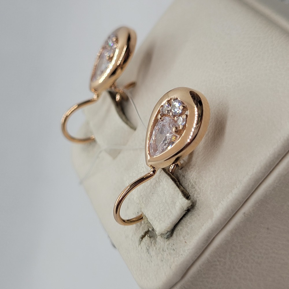 СЕРЬГИ ПЕТЕЛЬКА с камнями (Au 585)