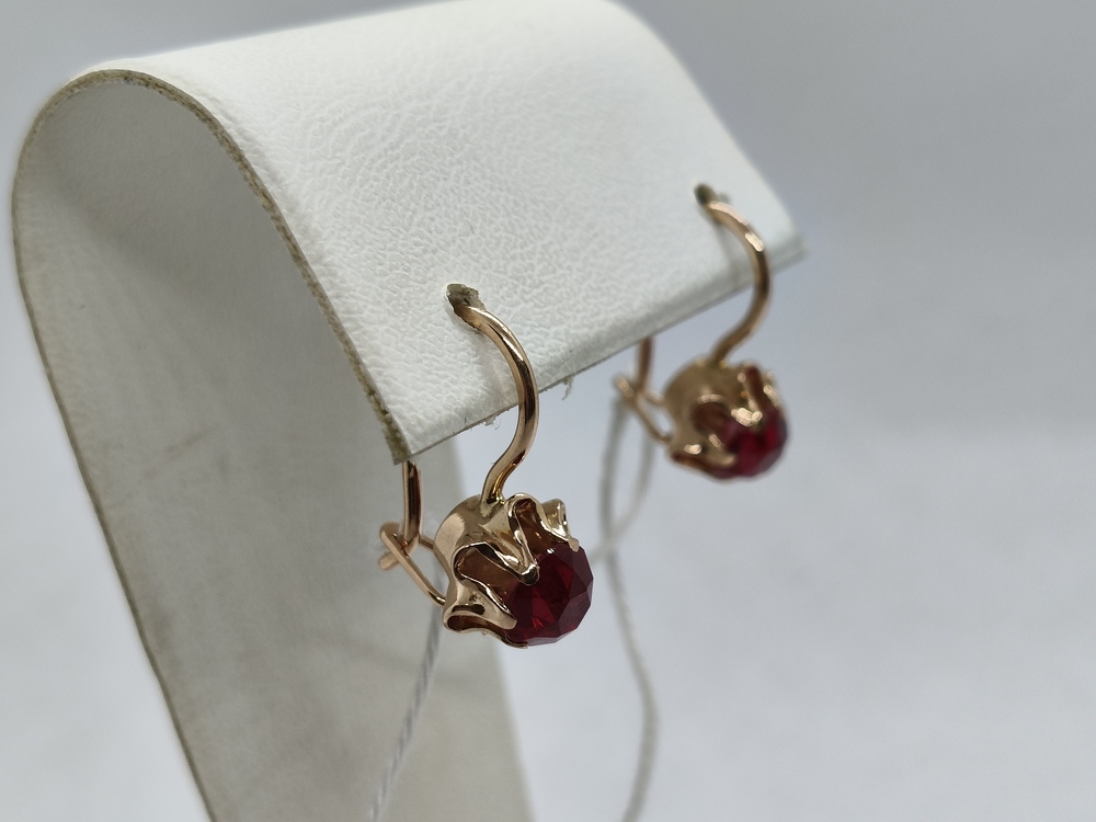 СКМ583 СЕРЬГИ С КАМНЕМ (Au 583)