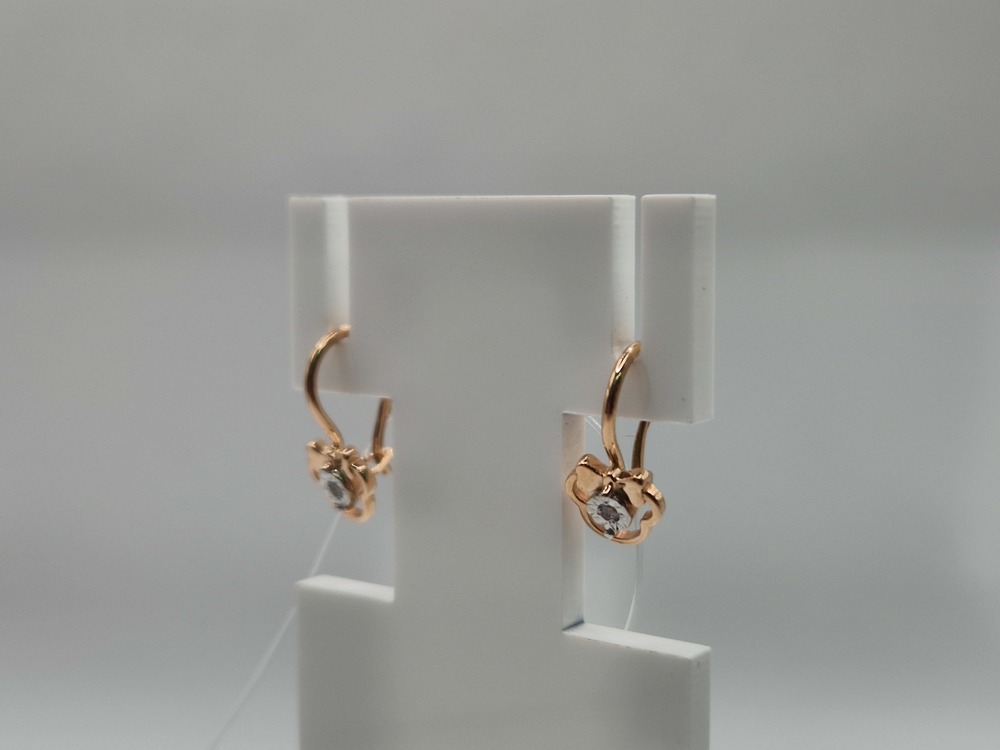 СЕРЬГИ ПЕТЕЛЬКА с камнем (Au 585)