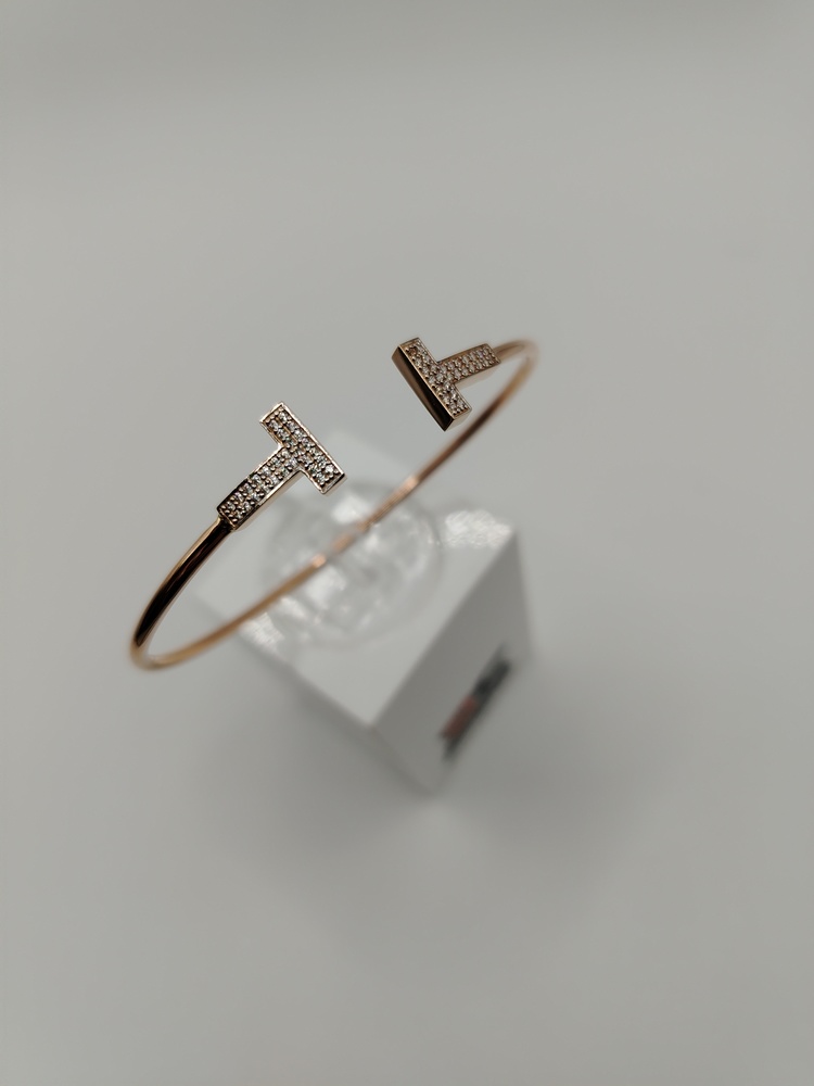 БЖКИ585 БРАСЛЕТ ЖЕСТКИЙ С КАМНЯМИ (Au 585)