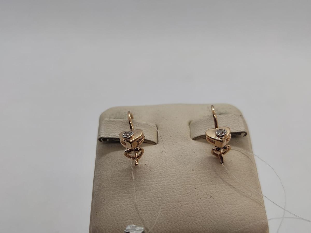 СЕРЬГИ ПЕТЕЛЬКА с камнем (Au 585)