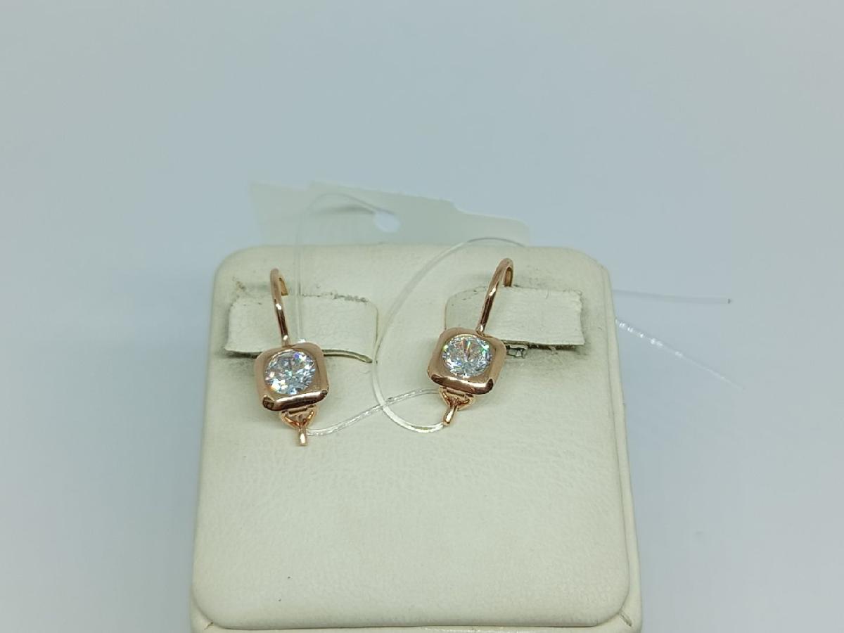 СЕРЬГИ ПЕТЕЛЬКА с камнем (Au 585)