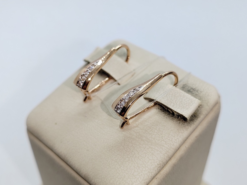 СЕРЬГИ ПЕТЕЛЬКА с камнями (Au 585)