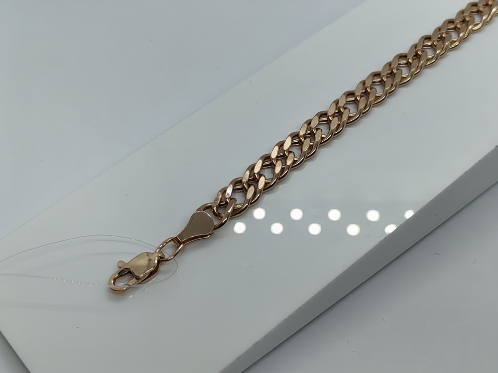 7120154П-20 БРАСЛЕТ ПУСТОТЕЛЫЙ Ромб двойной (Au 585)