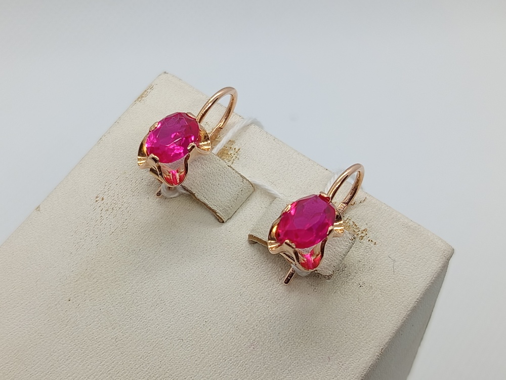 СКМ583 СЕРЬГИ С КАМНЕМ (Au 583)