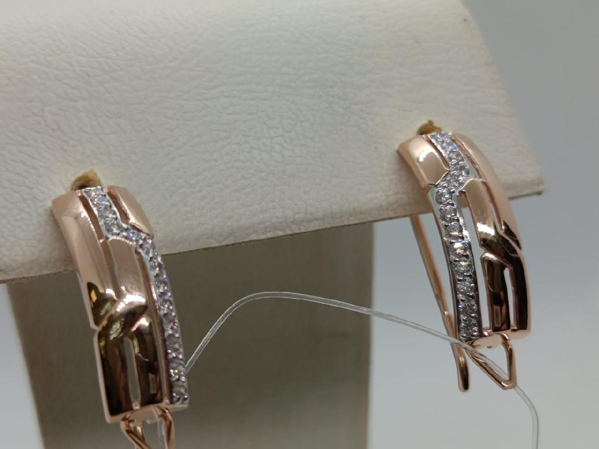 СЕРЬГИ ПЕТЕЛЬКА с камнями (Au 585)