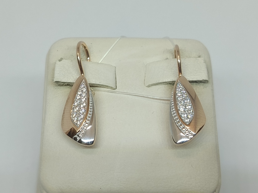 СЕРЬГИ ПЕТЕЛЬКА с камнями (Au 585)