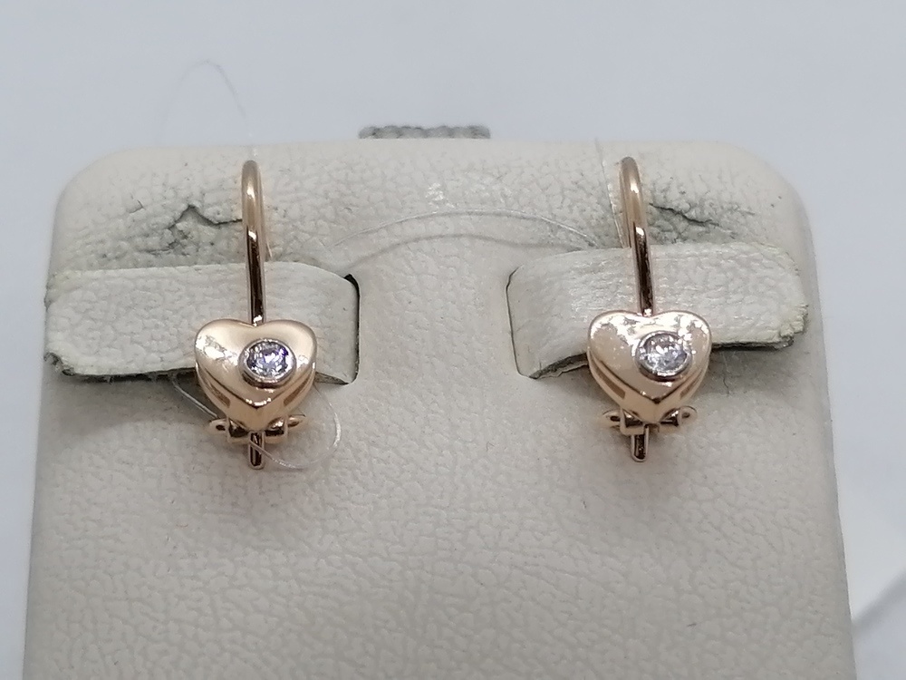 СЕРЬГИ ПЕТЕЛЬКА с камнем (Au 585)