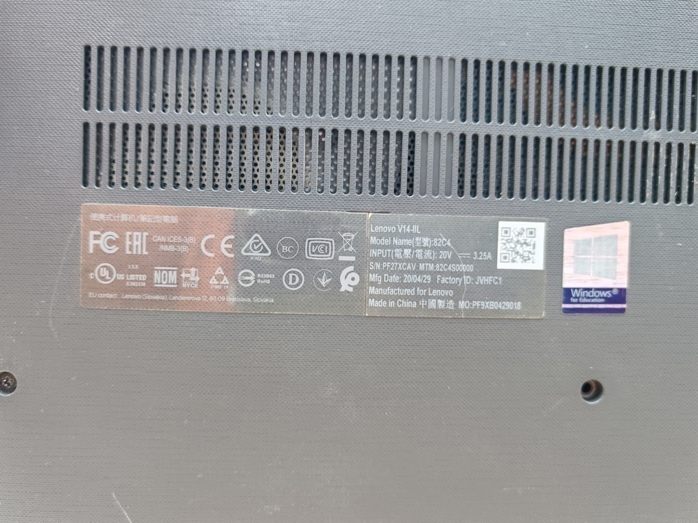 Ноутбук Lenovo; Core i5-1035G1, Intel UHD Graphics, 8 Гб, 320 Гб, Нет