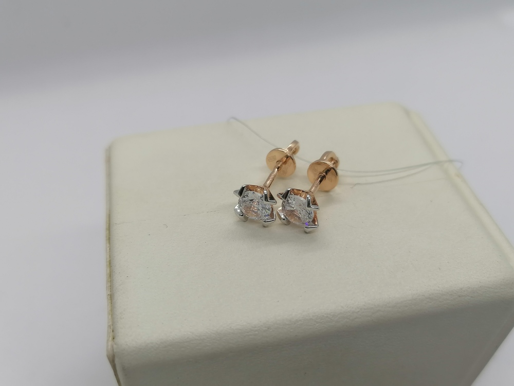 СЕРЬГИ ПУСЕТЫ с камнем (Au 585)