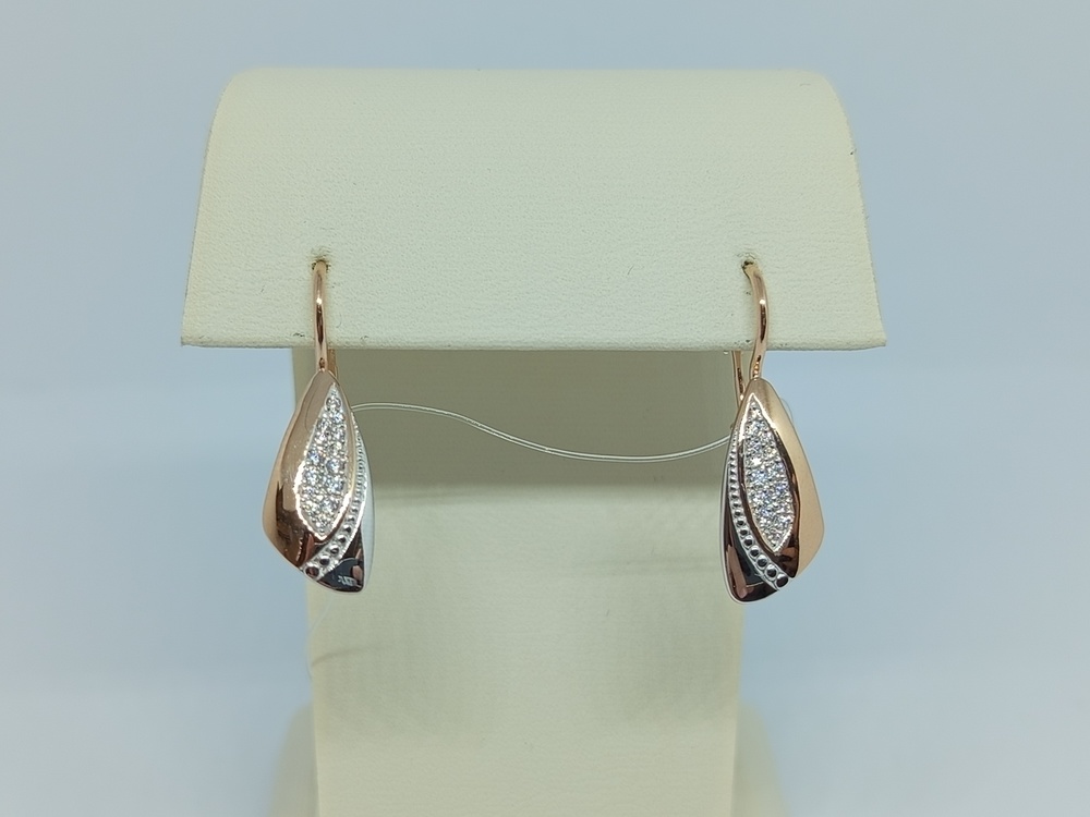 СЕРЬГИ ПЕТЕЛЬКА с камнями (Au 585)