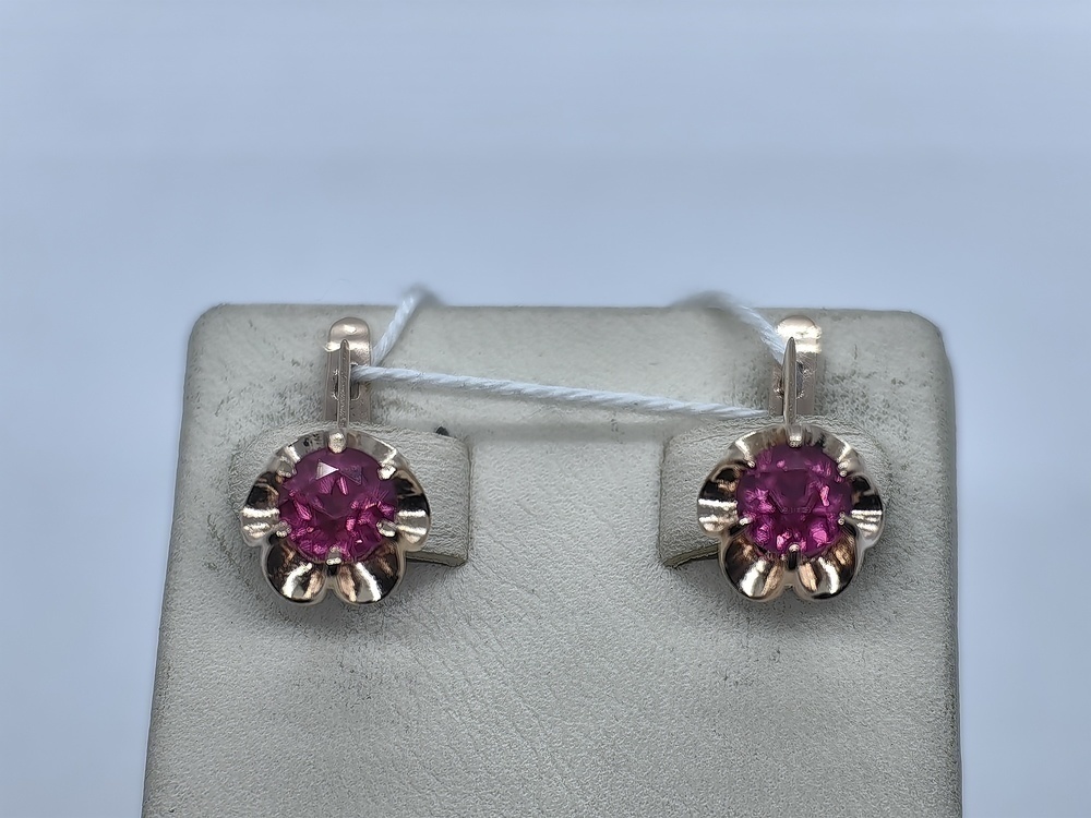 СКМ583 СЕРЬГИ С КАМНЕМ (Au 583)