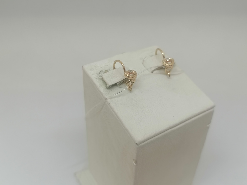 02-1818 СЕРЬГИ ПЕТЕЛЬКА с камнем (Au 585)