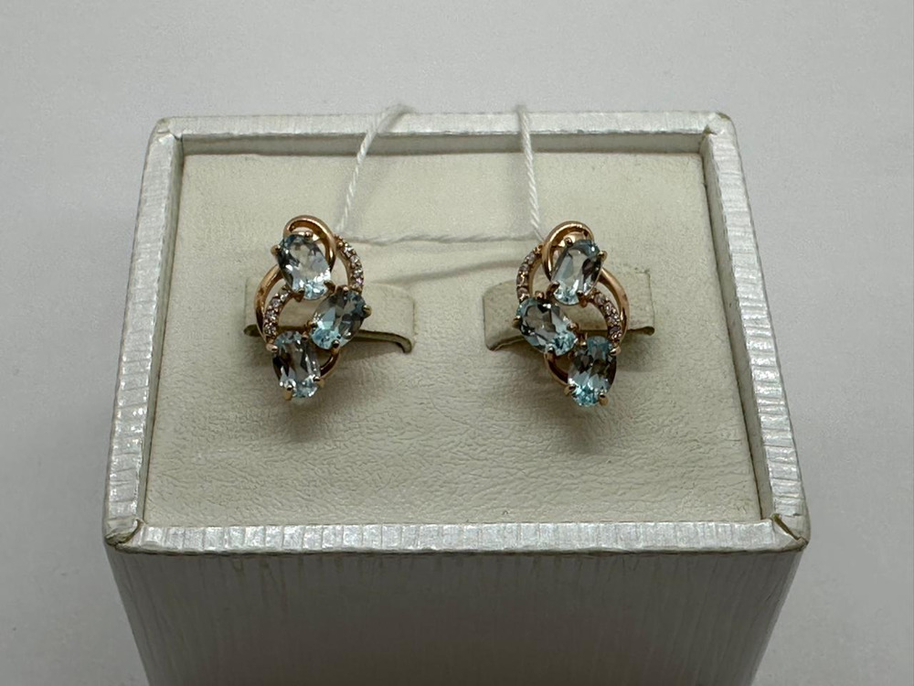 СКМИ375 СЕРЬГИ С КАМНЯМИ (Au 375)