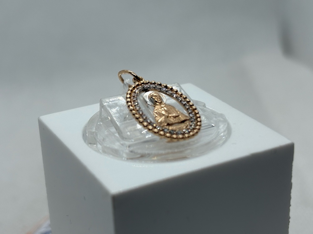 ПОДИКИ585 ПОДВЕСКА ИКОНА С КАМНЯМИ (Au 585)