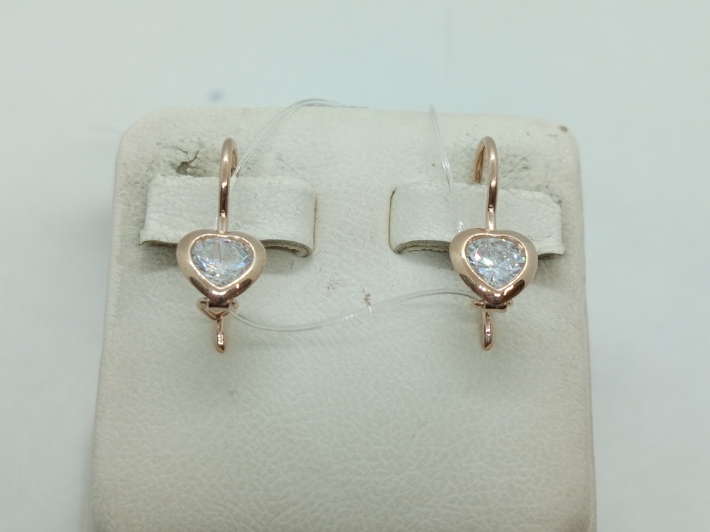 СЕРЬГИ ПЕТЕЛЬКА с камнем (Au 585)